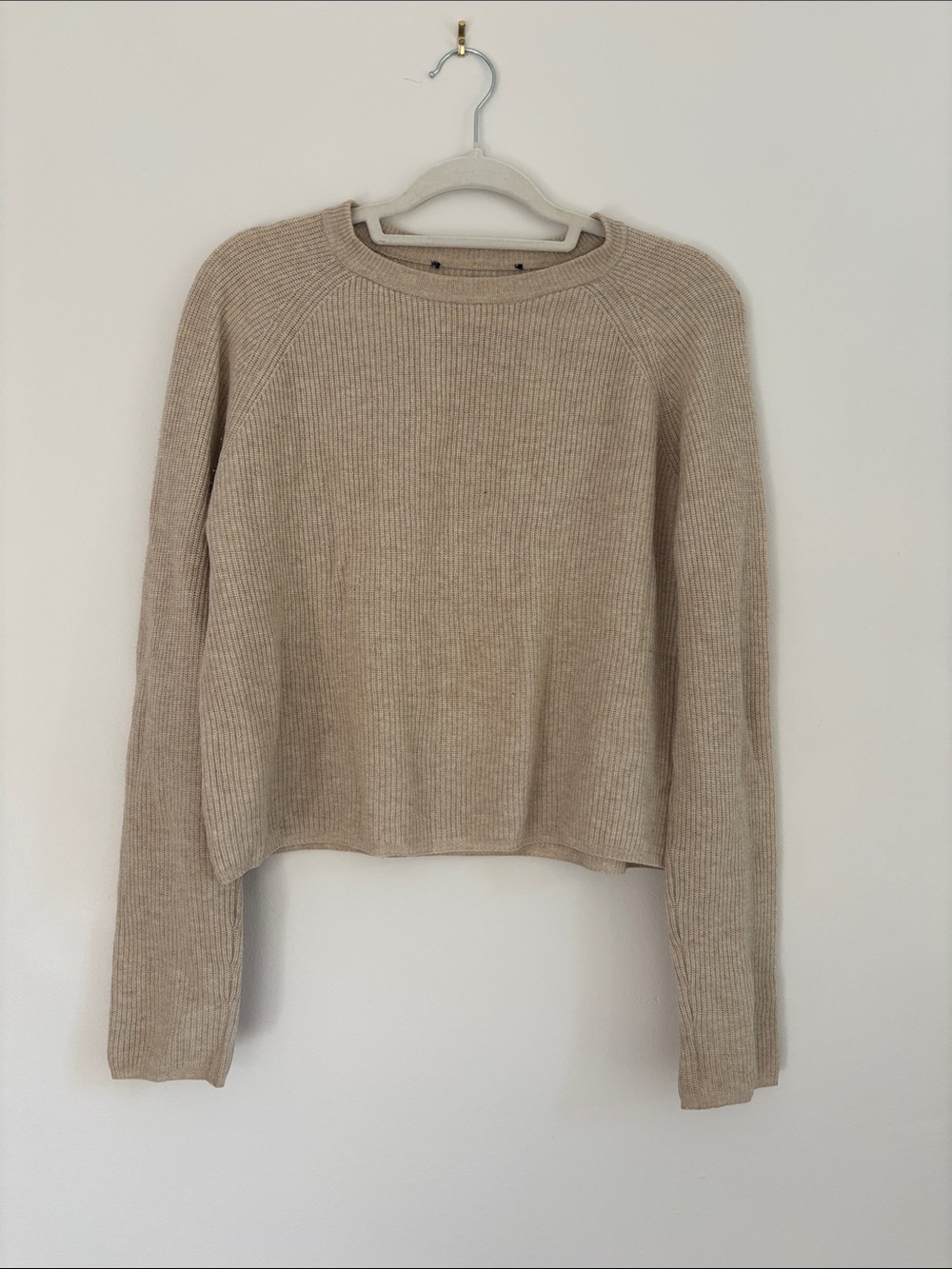 Brandy Melville Ribbed Crewneck Sweater - Beige